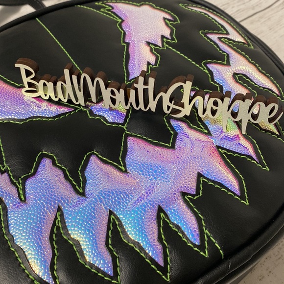 *Love Pain and Stitches Black and Holo Bad Company Pumpkin Crossbody Purse - Picture 2 of 8